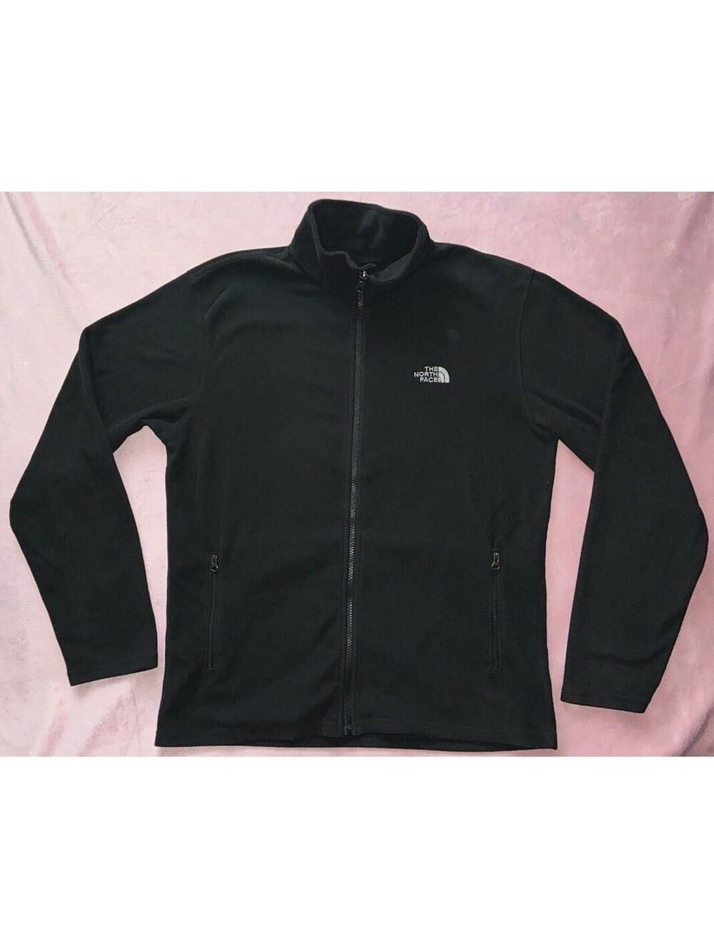 The North Face Men's Black Fleece Jacket Stand-Up Collar Full Zip Pockets M